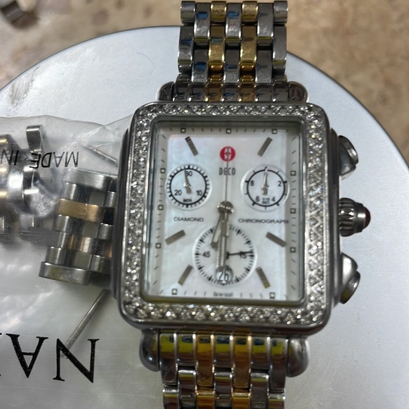deco michelle diamond watch with two toned band - Picture 3 of 6